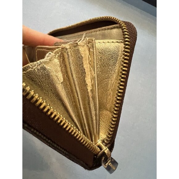 Michael Kors Signature Wallet Leather Brown Zipper - Picture 9 of 10